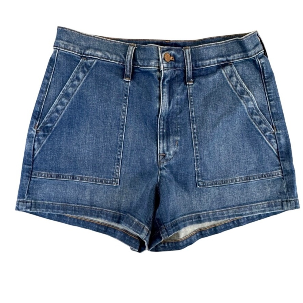 J.Crew Denim Patch Pocket Shorts Medium Wash Blue Size 30 High Rise Utility
